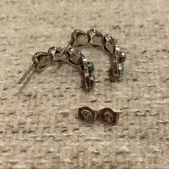 Vintage Native American Sterling Silver & turquoise earrings - Picture 3 of 4